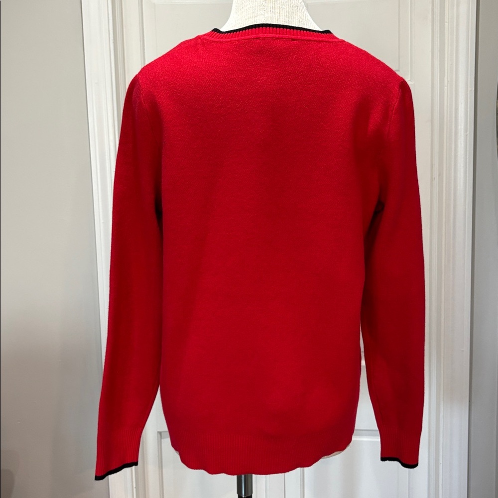 Calligraphie sz L red crewneck sweater with black Scottie dogs NWT - Picture 5 of 10